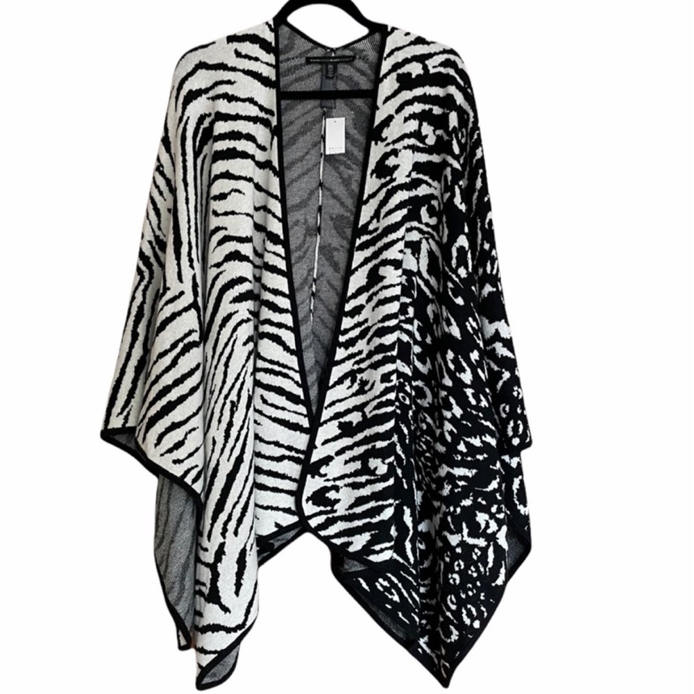 White House Black Market Cashmere & Wool Mixed Animal Print Ruana NEW